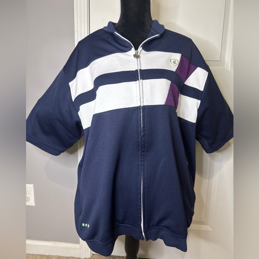 RocaWear Men’s Double Sided Striped PolyCotton Short Sleeve Zip Up Jacket